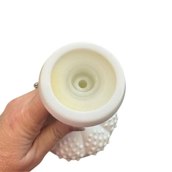 Vintage White Milk Glass Hobnail Candle Holder - Picture 3 of 6